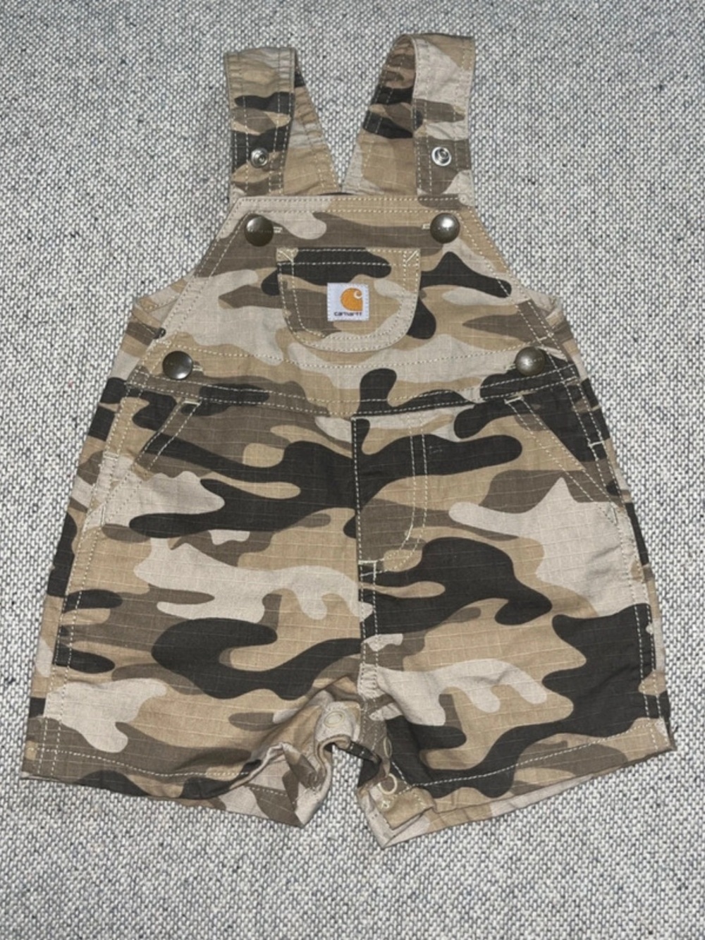 Carhartt Shortalls Ripstop Baby Boys 6 Months Brown Camo Overalls Shorts  Snap